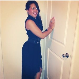 High/low black dress